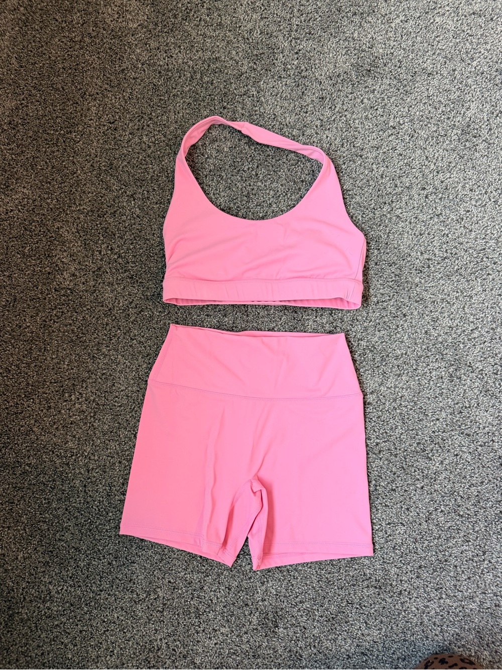 High-Rise Pink Sport Bikini Set — Crop Top & Swim Shorts